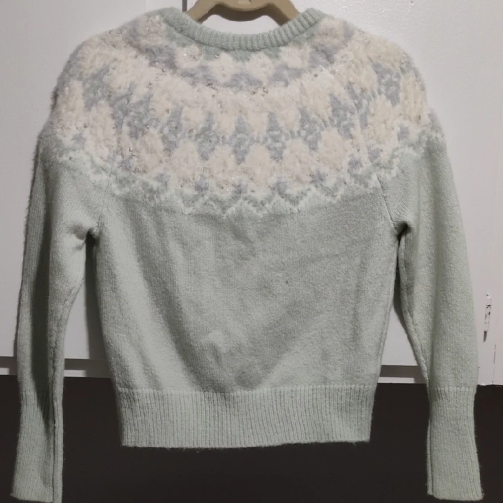 SALE! NWT Ann Taylor Light Green Fair Isle Mock Neck Sweater Fits Bigger (X2) - Picture 7 of 9